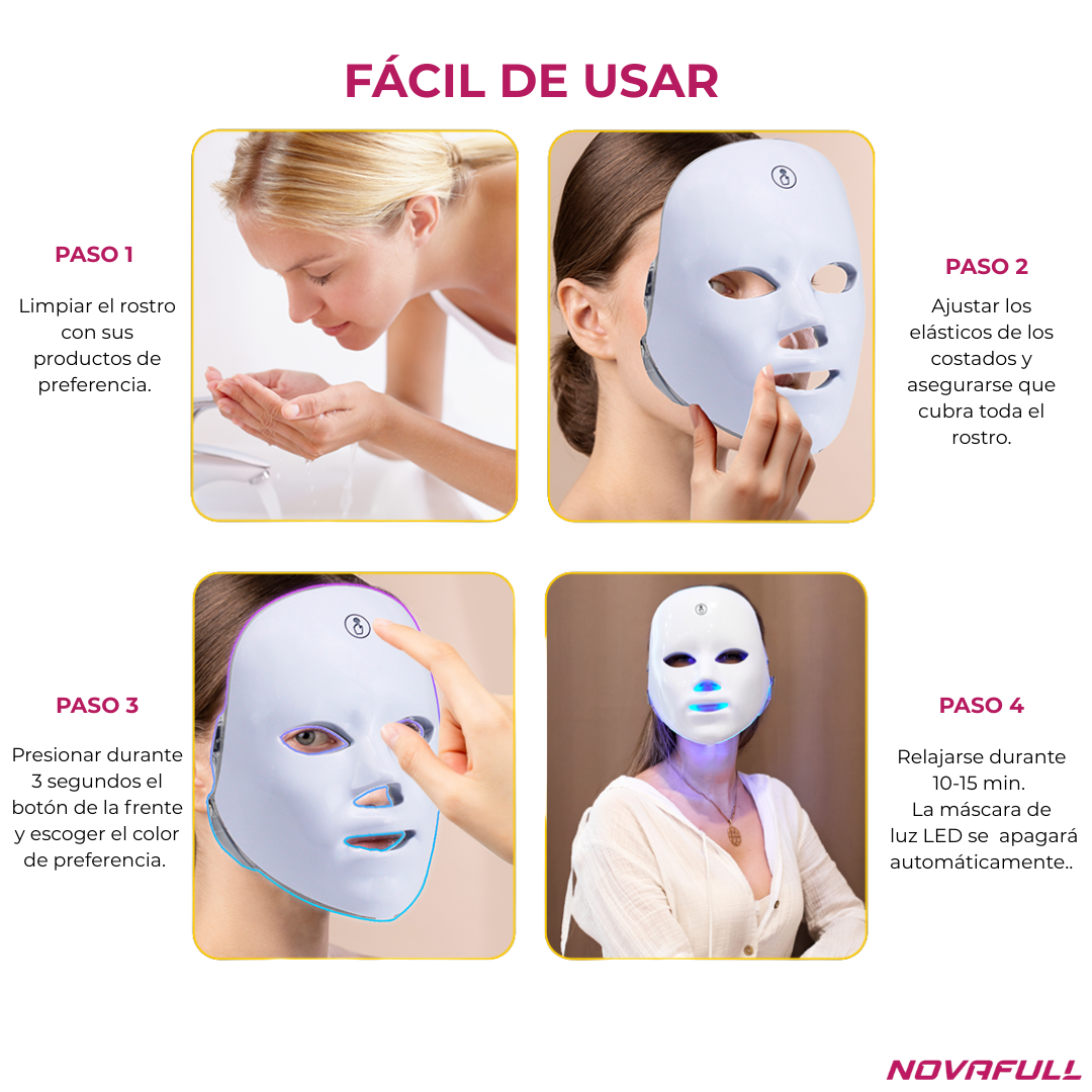 Máscara Facial LED + Mascarilla de Té GRATIS